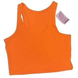 Orange Cropped Tank Top XL Double Layer Racerback Scoop Neck Summer Basic Casual
